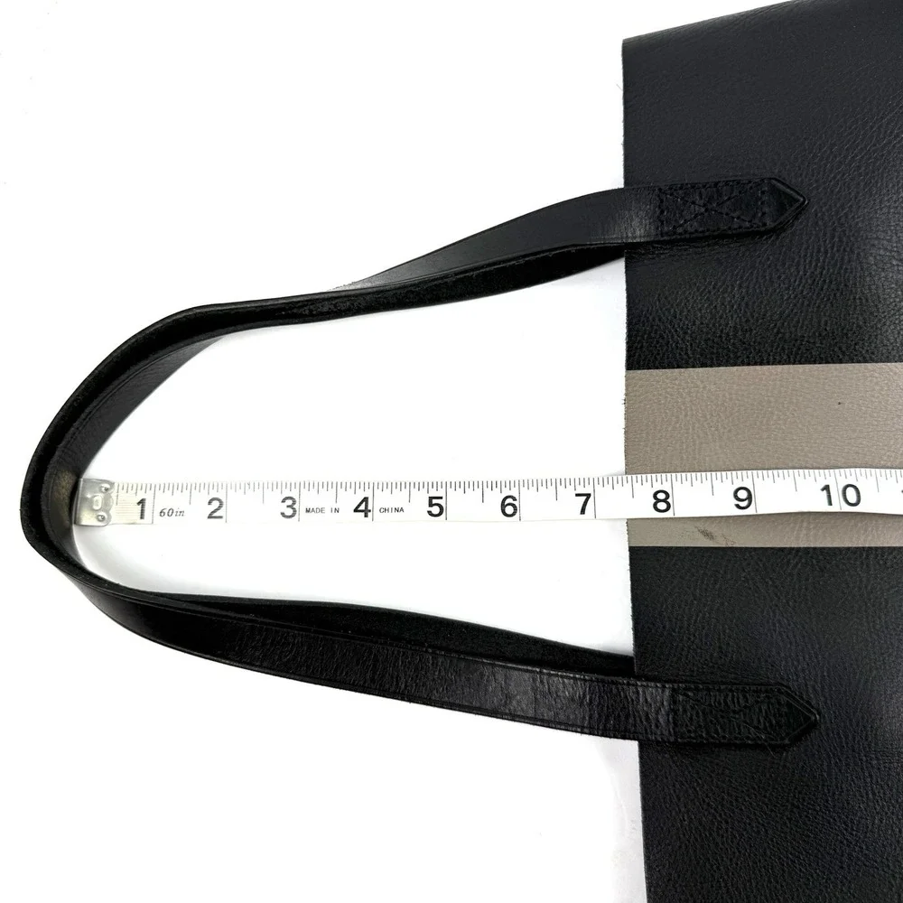 Madewell Transport Paint Stripe Tote Bag Black Gray Leather Urban Commuter